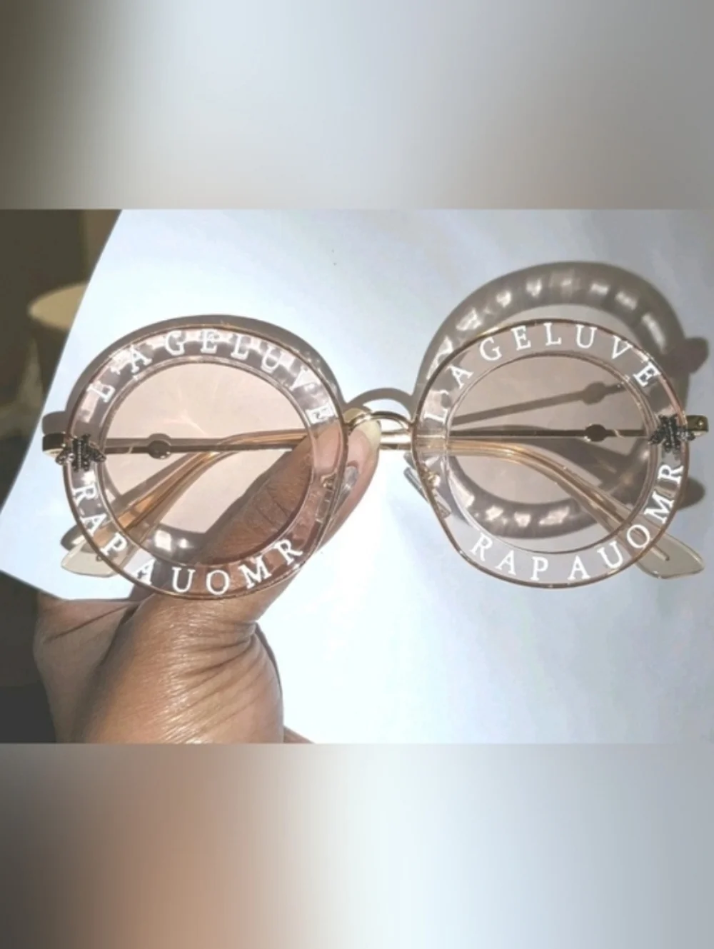 Round Luxury Tea Tint Bold Statement Print Sunglasses